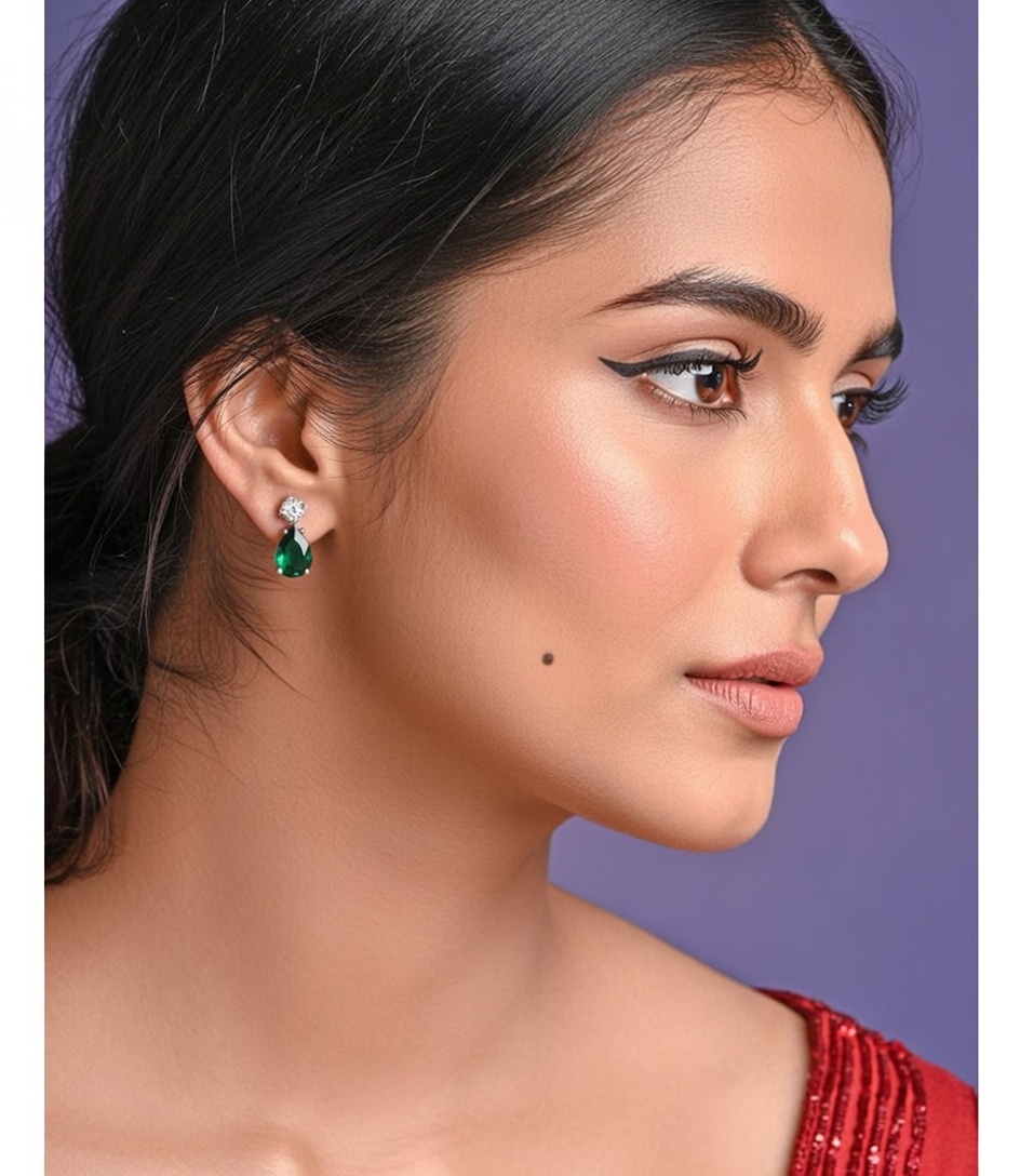 Green Aura Stud Drops