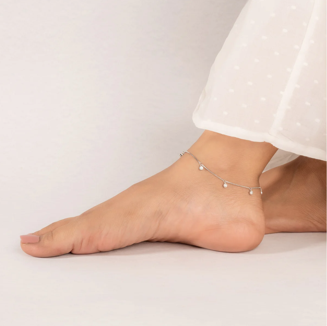 Silver Drop Chain Anklet