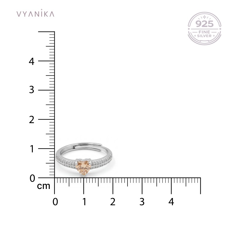 Vyanika Blush Heart Halo Sparkle Silver Ring