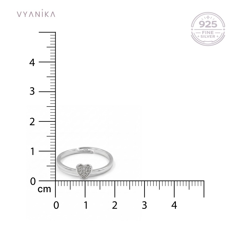 Vyanika Dainty Heart Sparkle Silver Ring