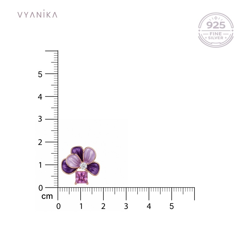 Vyanika Floral Rose Gold Bracelet with Purple Stone