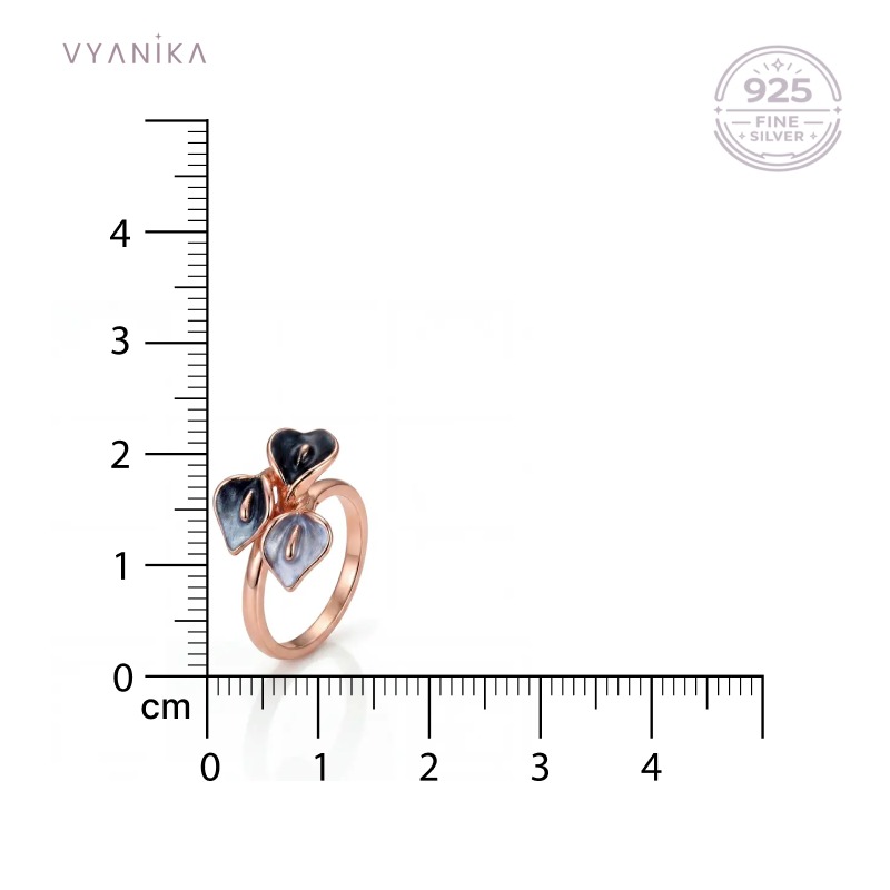 Vyanika Midnight Three Petal Statement Ring