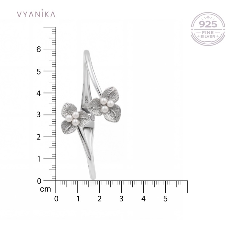 Vyanika Pearl Blossom Silver Cuff Bracelet