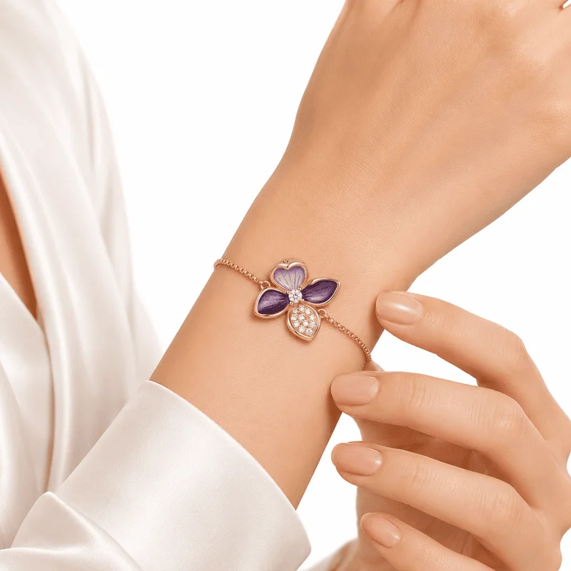 Vyanika Rose Gold Lavender Blossom Bracelet