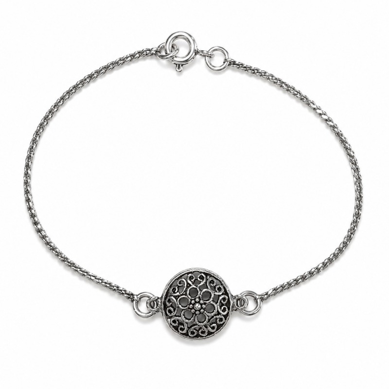 Vyanika Floral Filigree 925 Silver Anklet for Kids