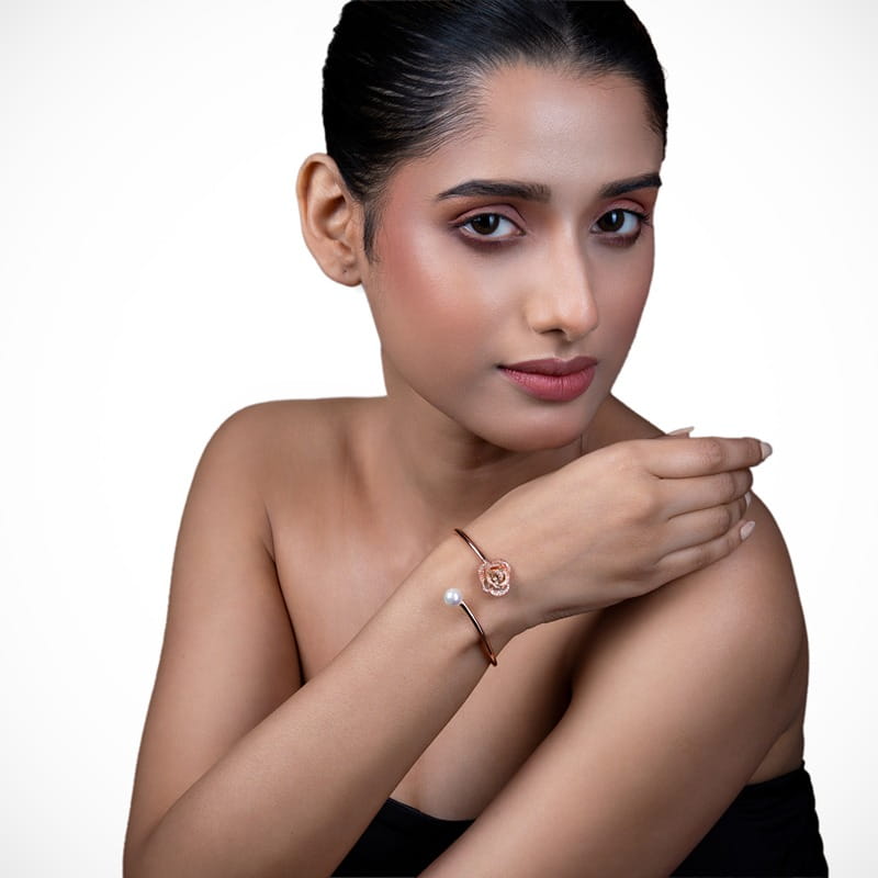 Vyanika Rose Pearl Luxe Cuff Bracelet