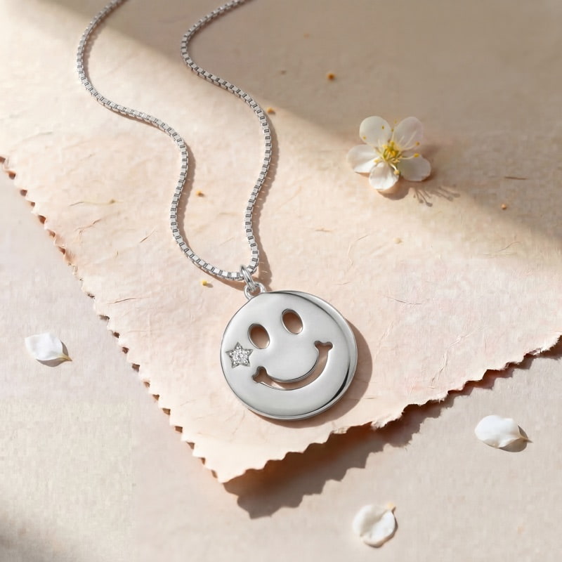 Vyanika Smiley Charm Silver Pendant