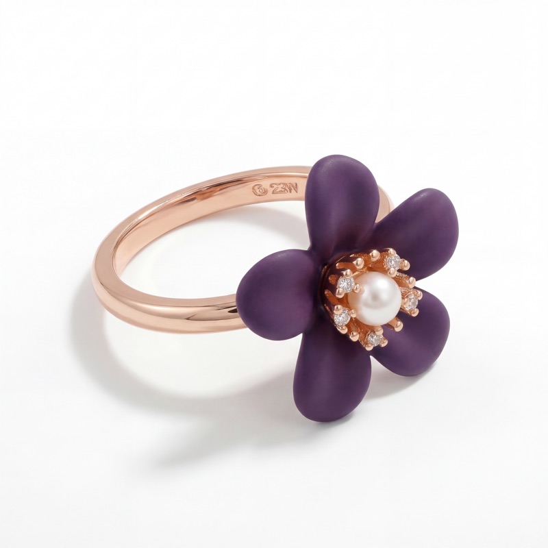 Vyanika Amethyst Bloom Pearl Ring