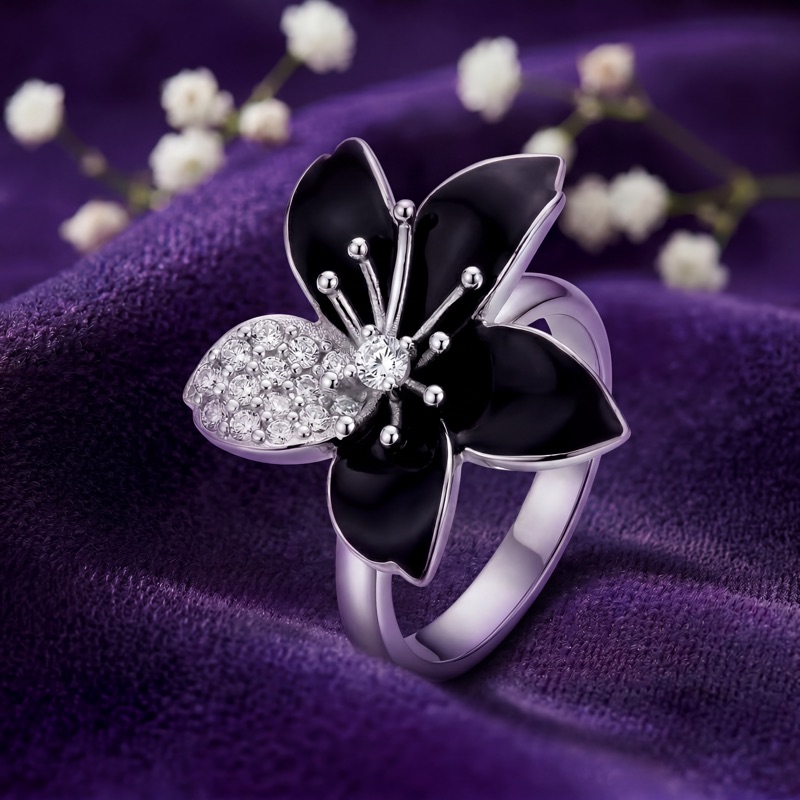Vyanika Midnight Bloom Statement Ring