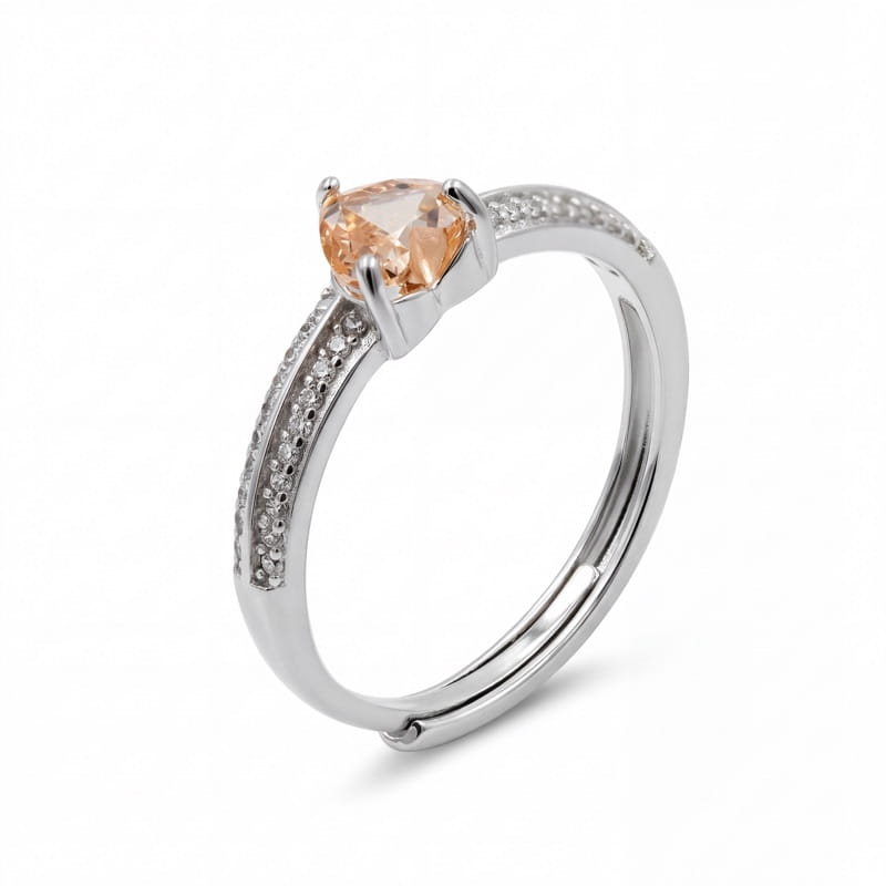 Vyanika Blush Heart Halo Sparkle Silver Ring