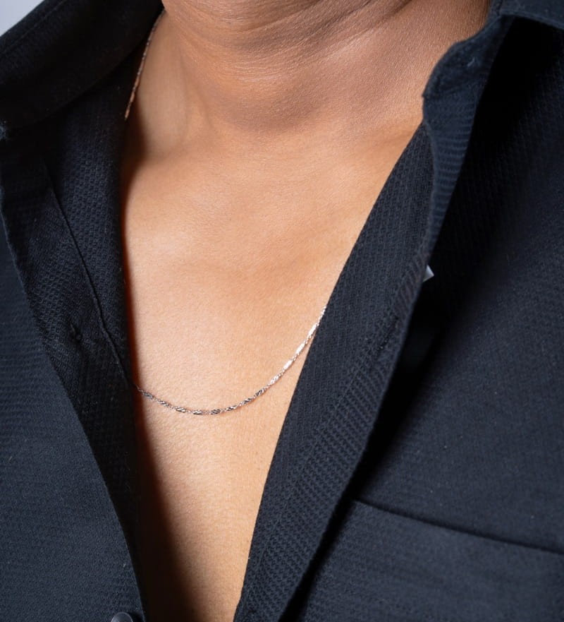 Vyanika Diamond-Cut Silver Chain Necklace