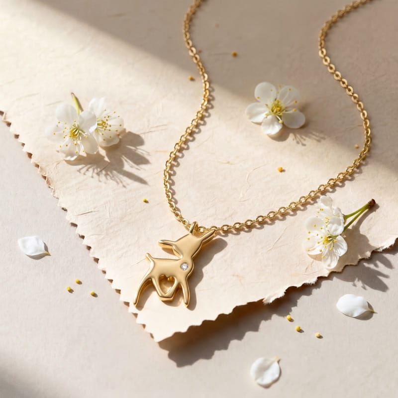 Vyanika Golden Deer Charm Pendant