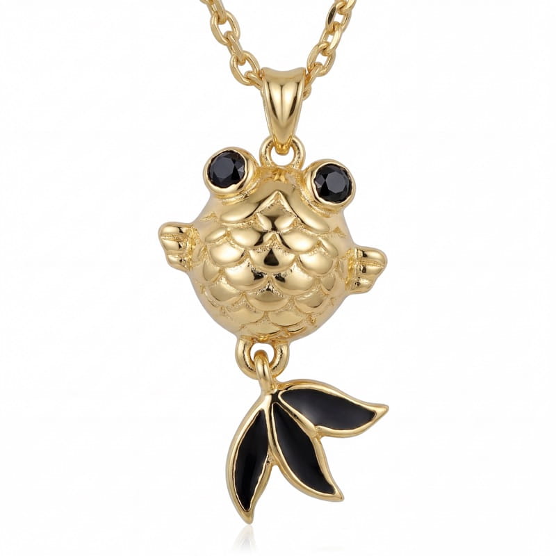 Vyanika Golden Koi Fish Charm Pendant