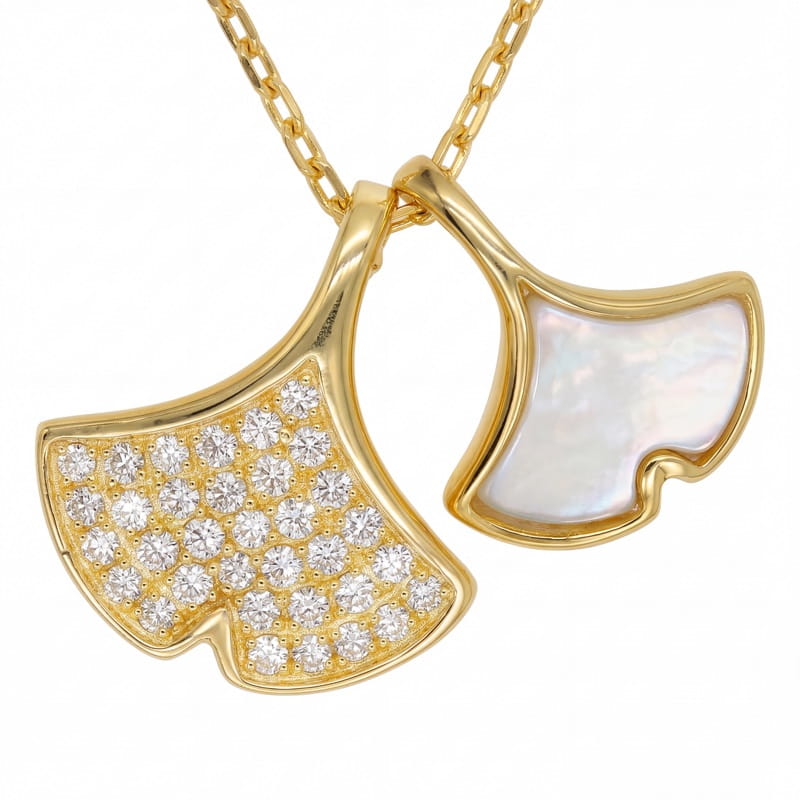 Vyanika Golden Ginkgo Leaf Charm Pendant