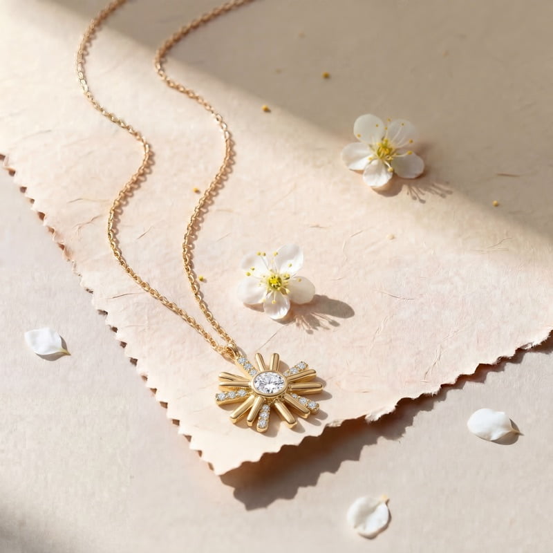Vyanika Radiant Sunburst Crystal Silver Pendant