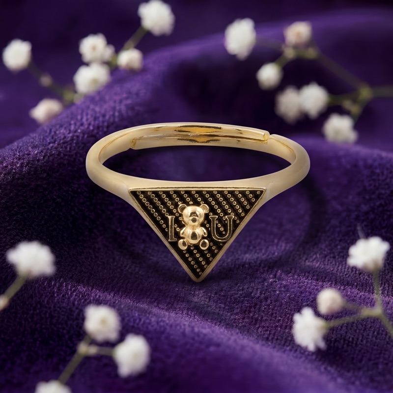 Vyanika Teddy Triangle Charm Ring