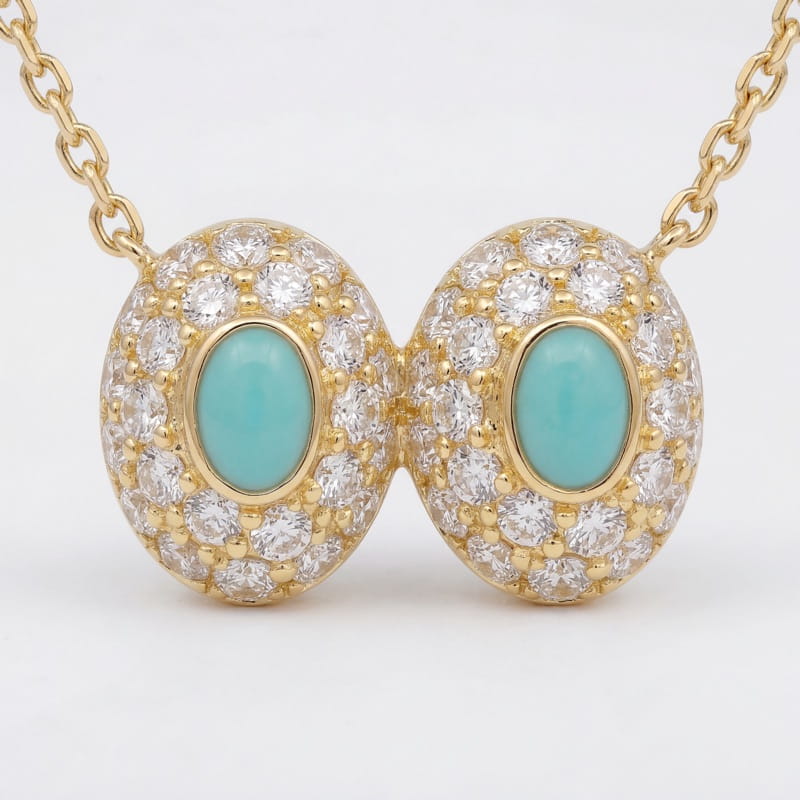 Vyanika Aqua Halo Dual Stone Pendant